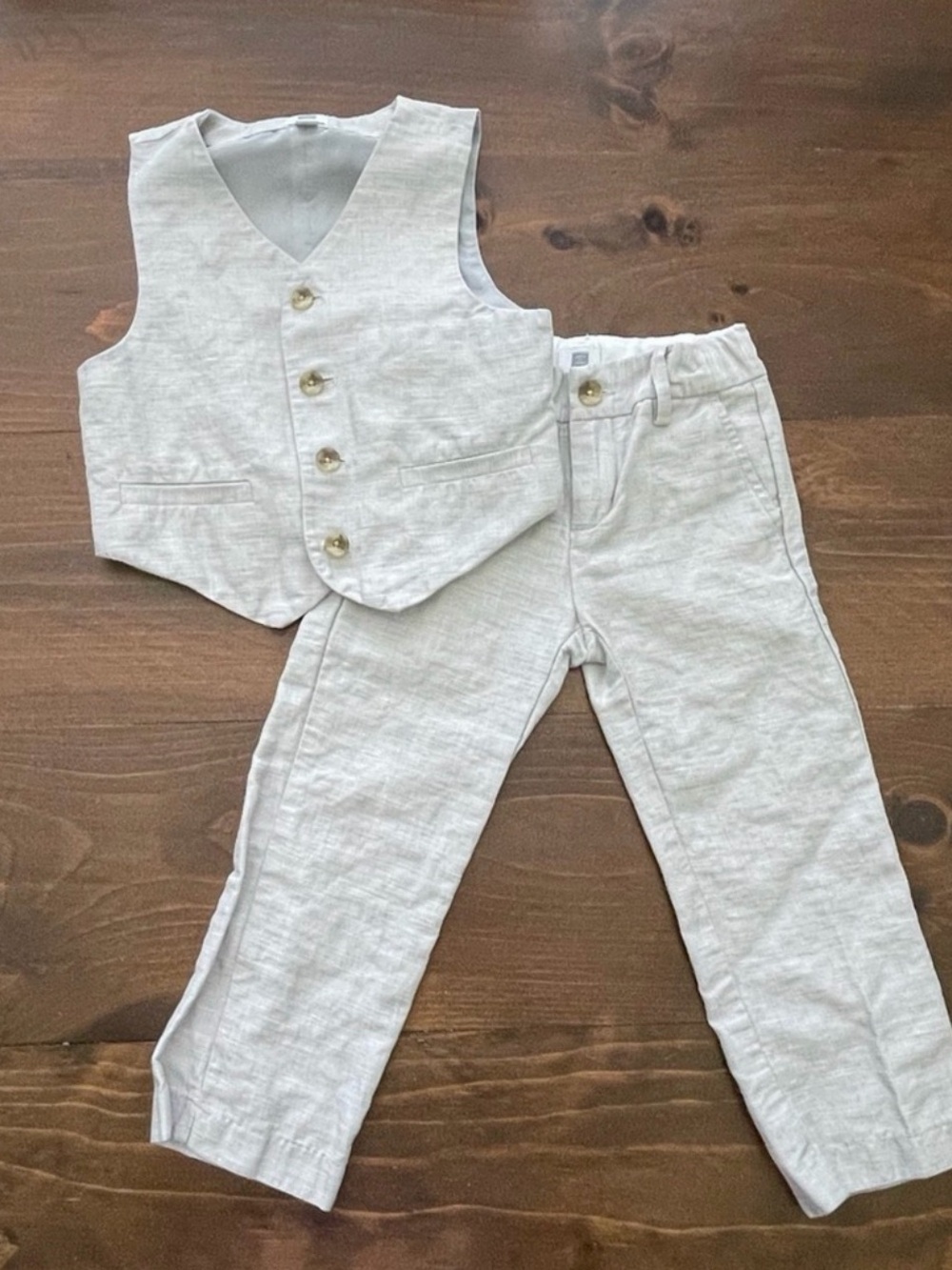 Janie and Jack Linen-Blend Vest and Pants outfit
